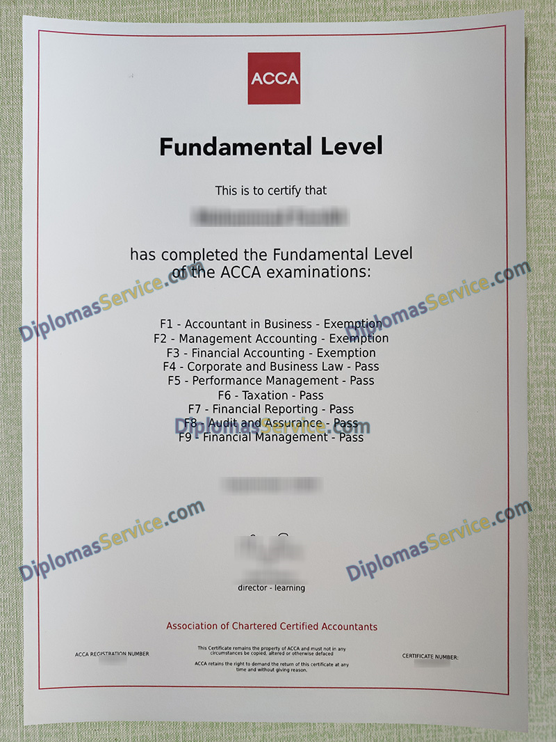 ACCA Fundamental level certificate