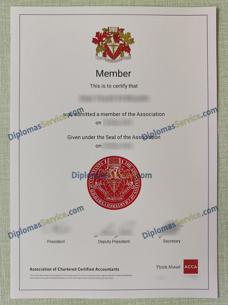 ACCA member certificate, ACCA certificate,