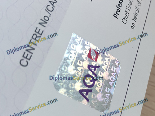 AQA certificate hologram