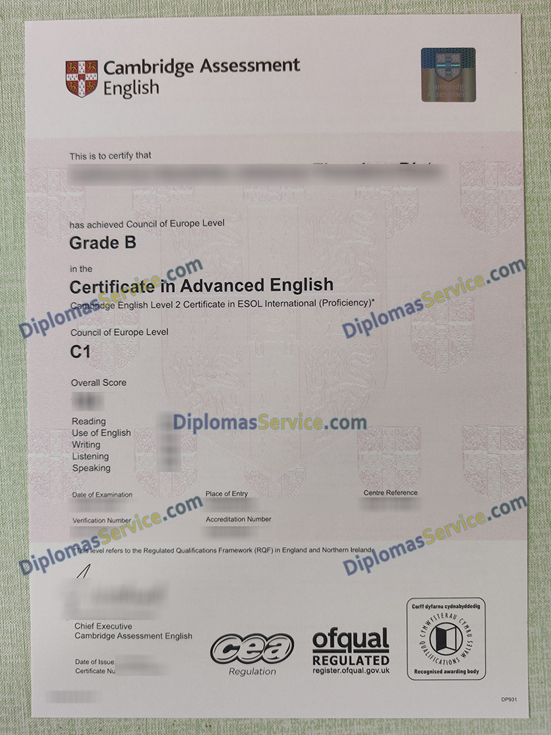 Cambridge C1 Advanced certificate, Cambridge CAE certificate,