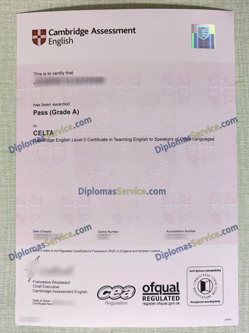 Cambridge CELTA certificate, TESOL certificate,