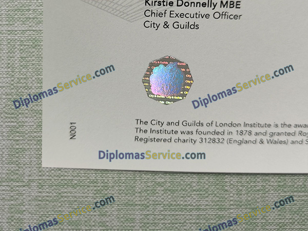 City & Guilds certificate hologram