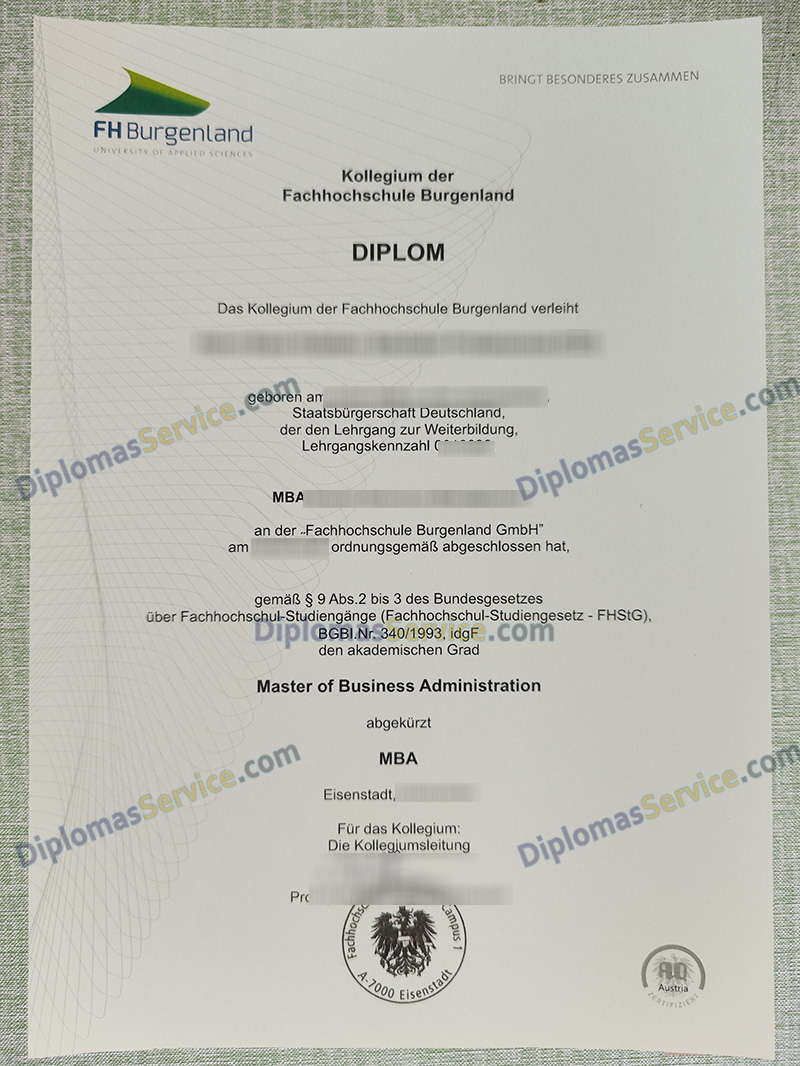 FH Burgenland diploma, FH Burgenland degree,