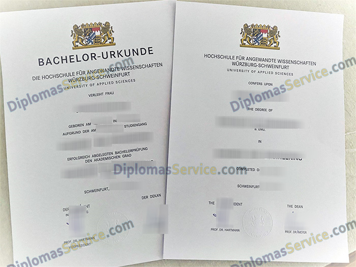 FHWS urkunde, Hochschule für Angewandte Wissenschaften Würzburg-Schweinfurt degree,