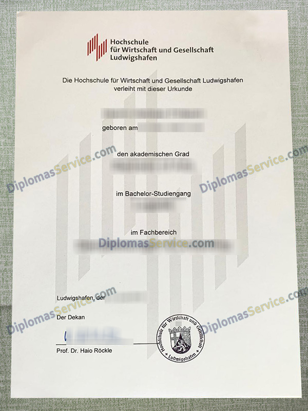 HWG LU urkunde, Hochschule für Wirtschaft und Gesellschaft Ludwigshafen degree,