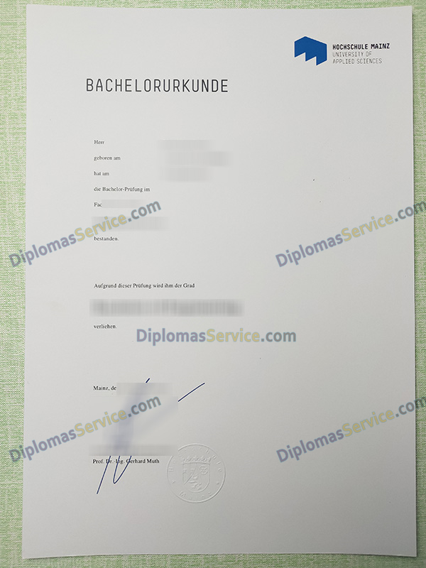 Hochshule Mainz urkunde, Hochshule Mainz degree,