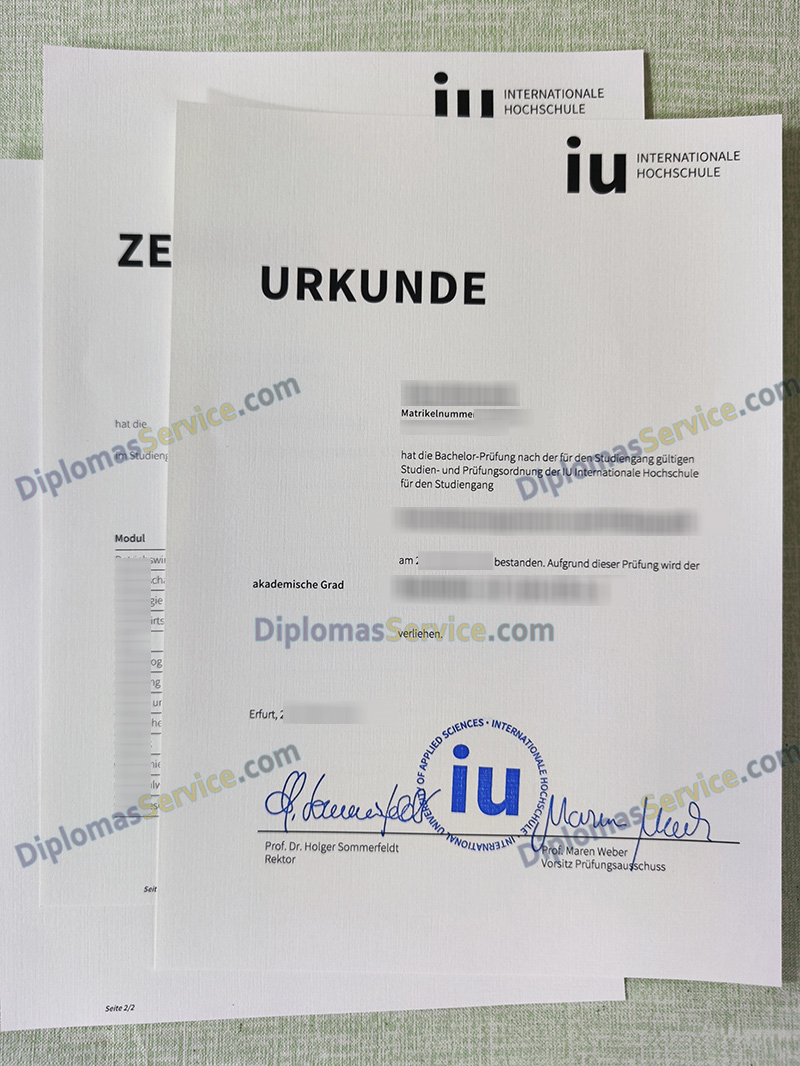 IU Internationale Hochschule urkunde, IU International University degree,