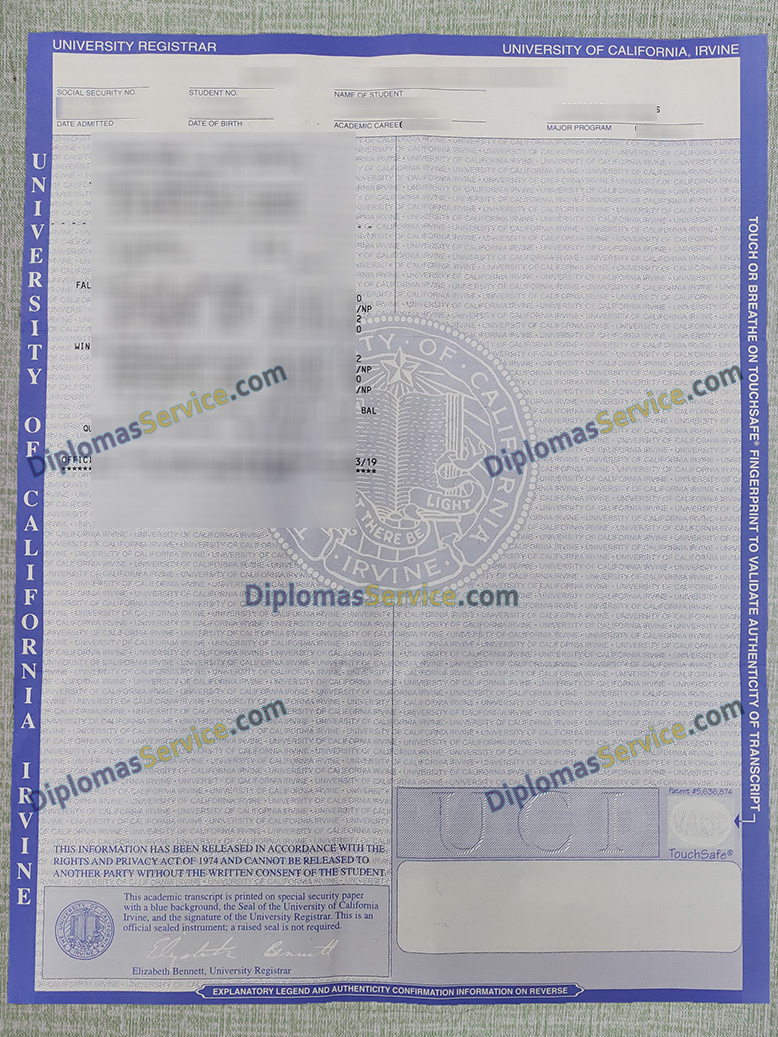 UC Irvine transcript, University of California Irvine transcript,