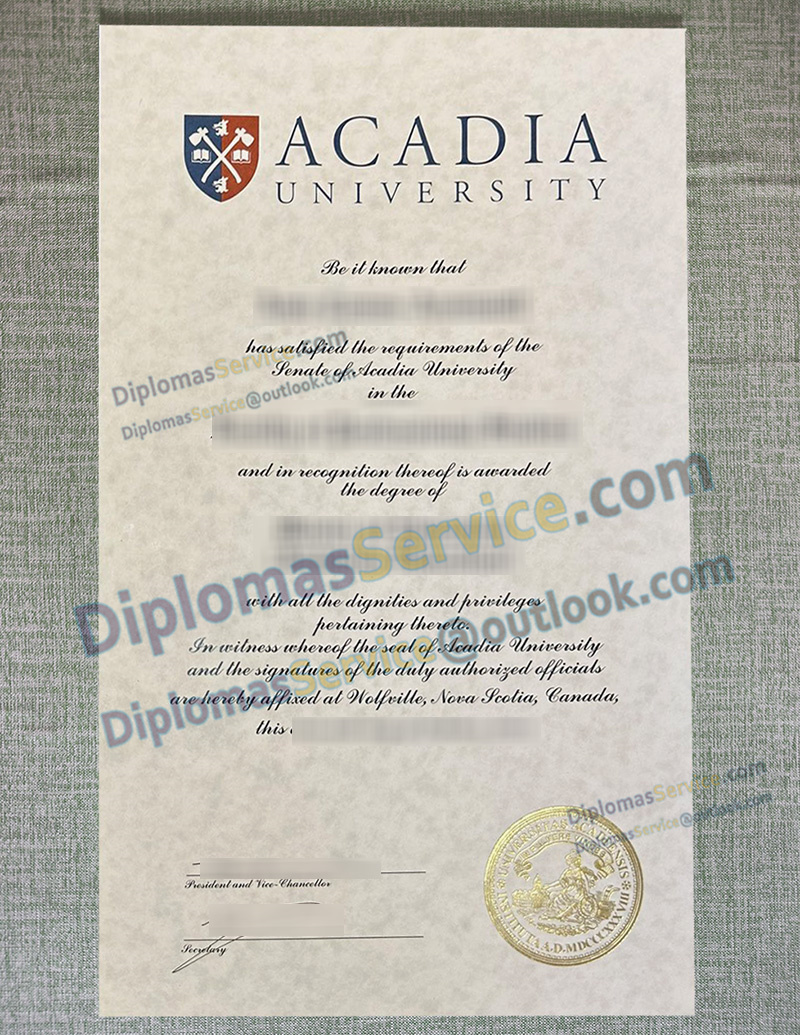 Acadia University diploma, Acadia University degree,