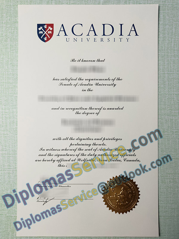 Acadia University diploma older version