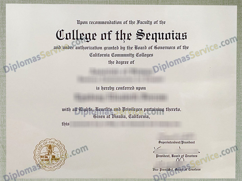 College of the Sequoias diploma, College of the Sequoias certificate,