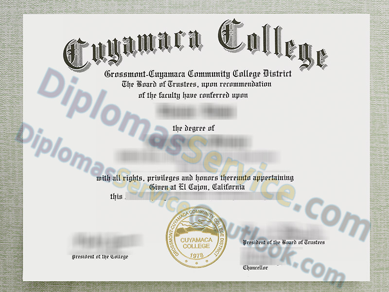 Cuyamaca College diploma, Cuyamaca College degree,