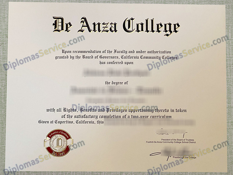 De Anza College diploma, De Anza College certificate,
