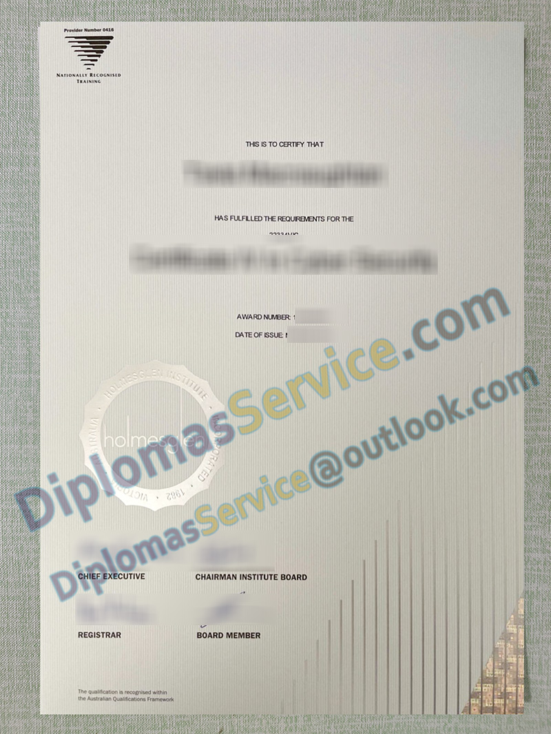 Holmesglen Institute certificate, Holmesglen Institute diploma,