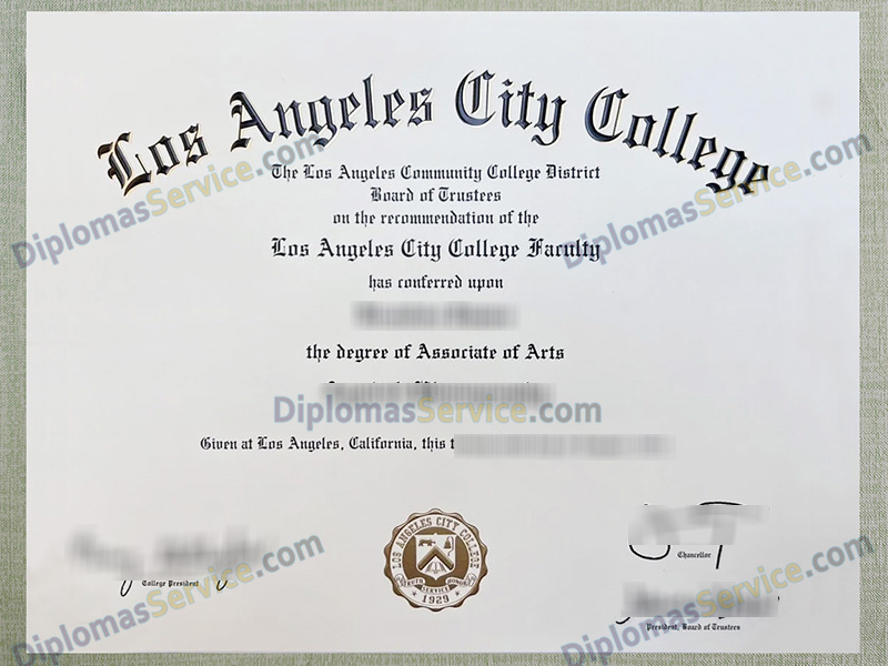 Los Angeles City College diploma, Los Angeles City College certificate,