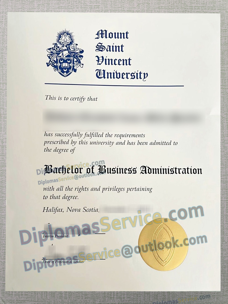 Mount Saint Vincent University diploma, Mount Saint Vincent University degree,