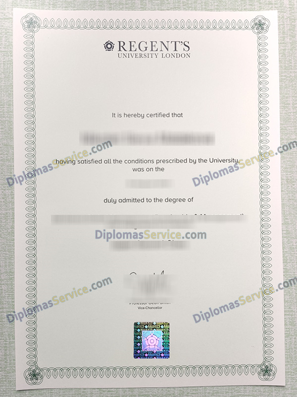 Regent's University London degree, Regent's University diploma,