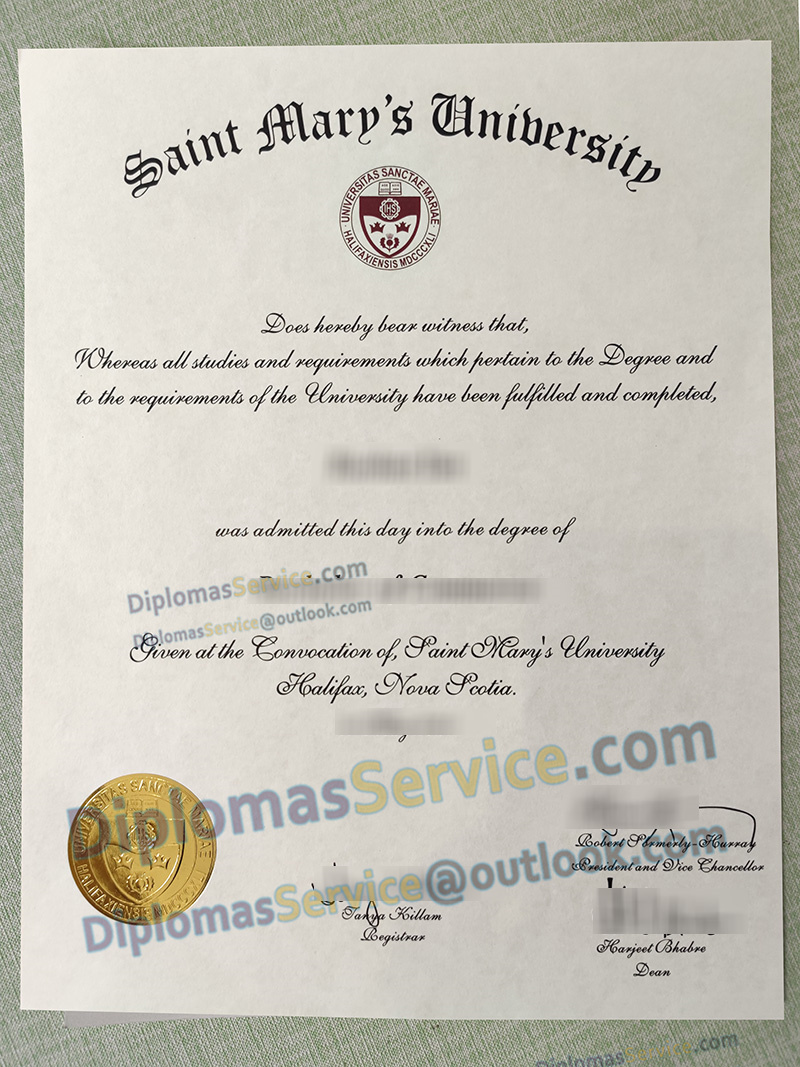 Saint Mary's University diploma, Saint Mary's University degree,