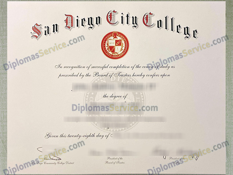 San Diego City College diploma, San Diego City College certificate,