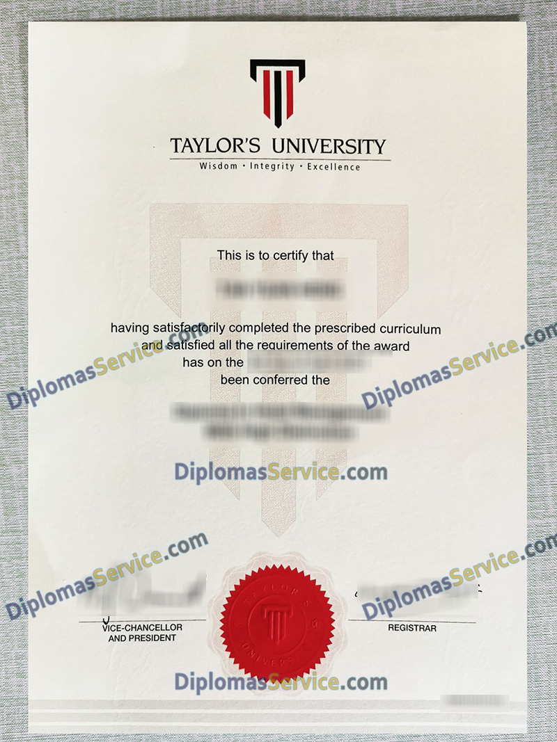 Taylor's University degree, Taylor's University diploma,