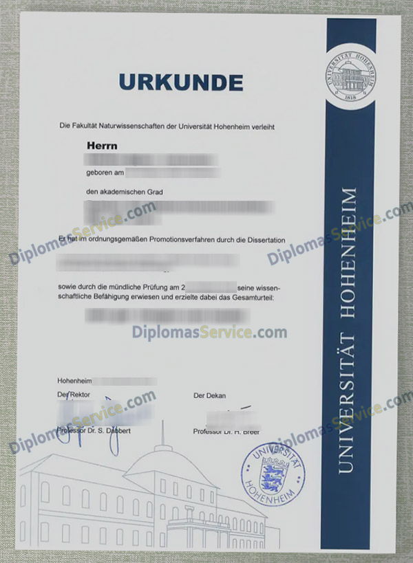 Universität Hohenheim urkunde, Universität Hohenheim degree,