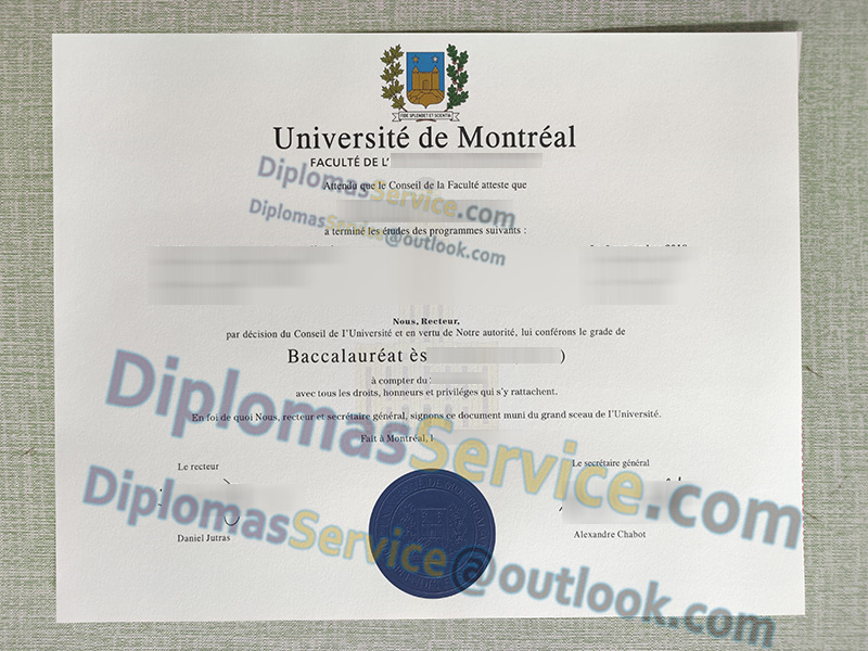 Université de Montréal diploma, Université de Montréal bachelor degree,