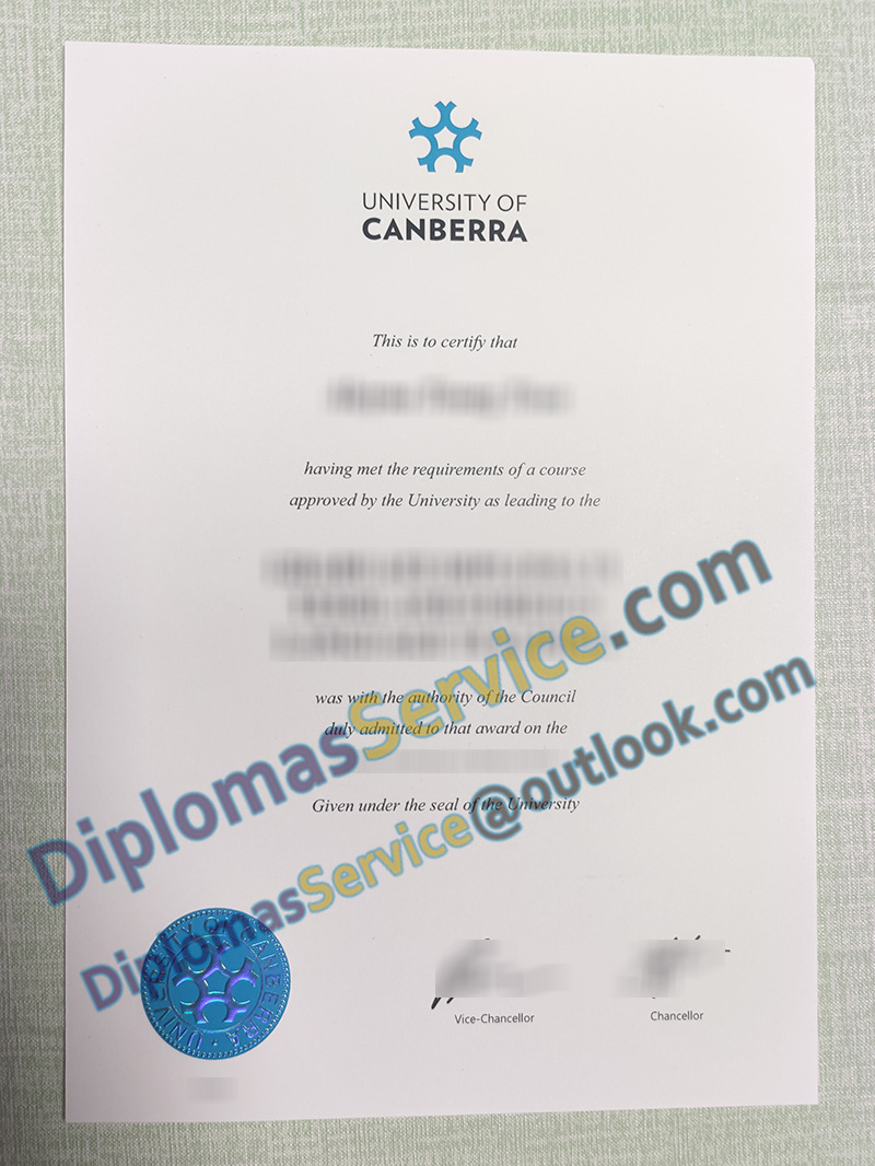 University of Canberra degree, University of Canberra certificate,