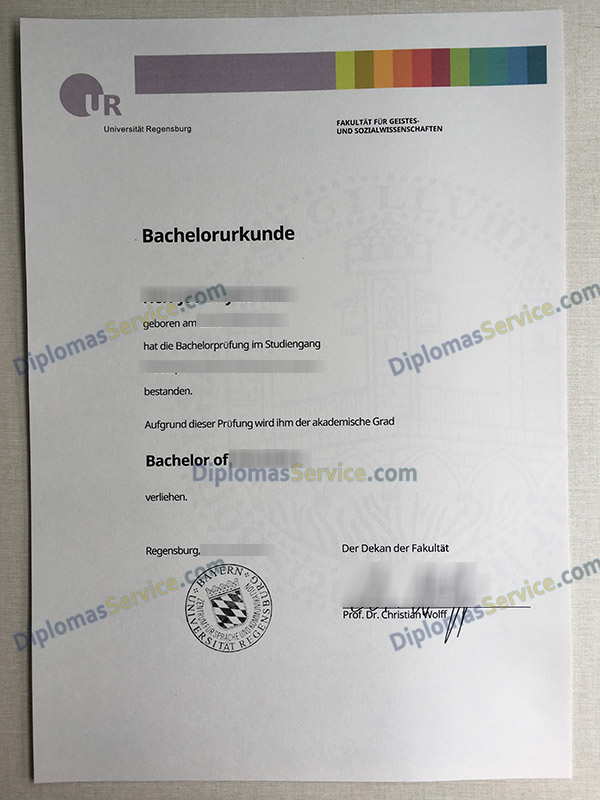 Universität Regensburg urkunde, Universität Regensburg degree,