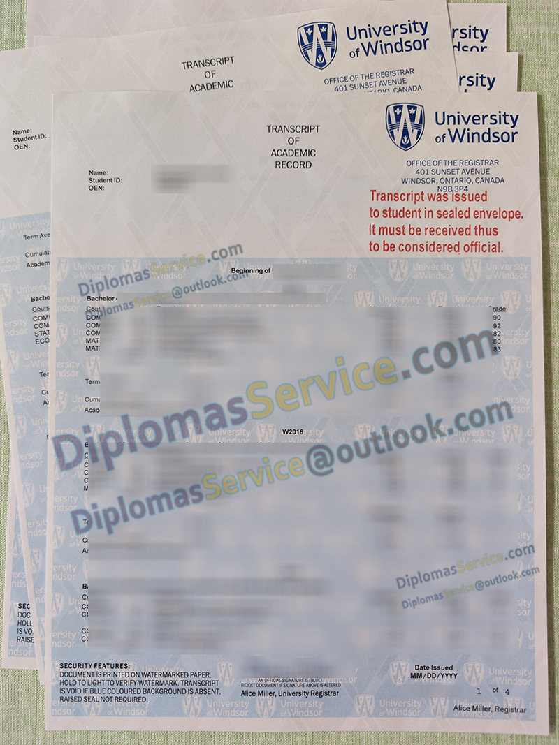University of Windsor transcript