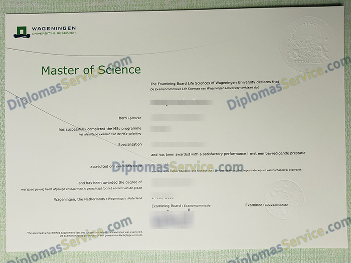 Wageningen University & Research degree, Wageningen University & Research diploma,