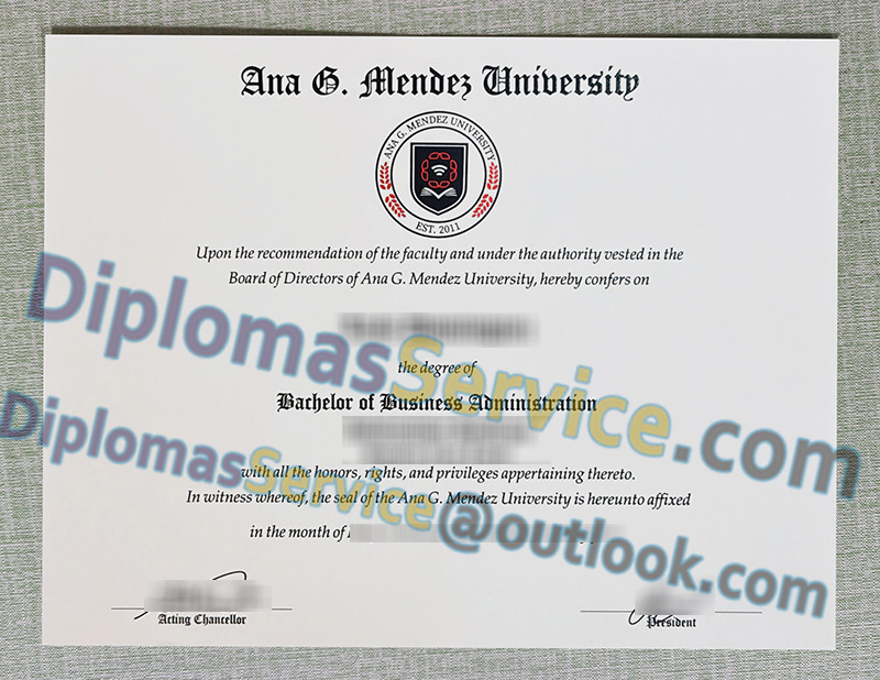 Ana G. Méndez University diploma, Ana G. Méndez University degree,
