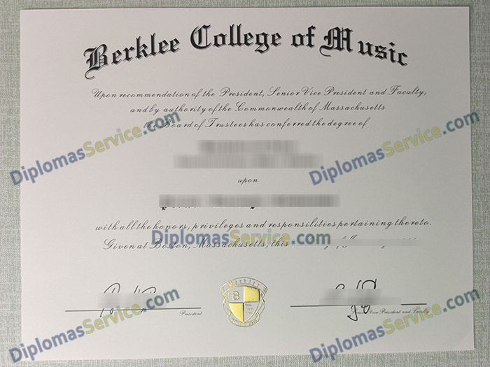 Berklee College of Music diploma, Berklee College of Music degree,