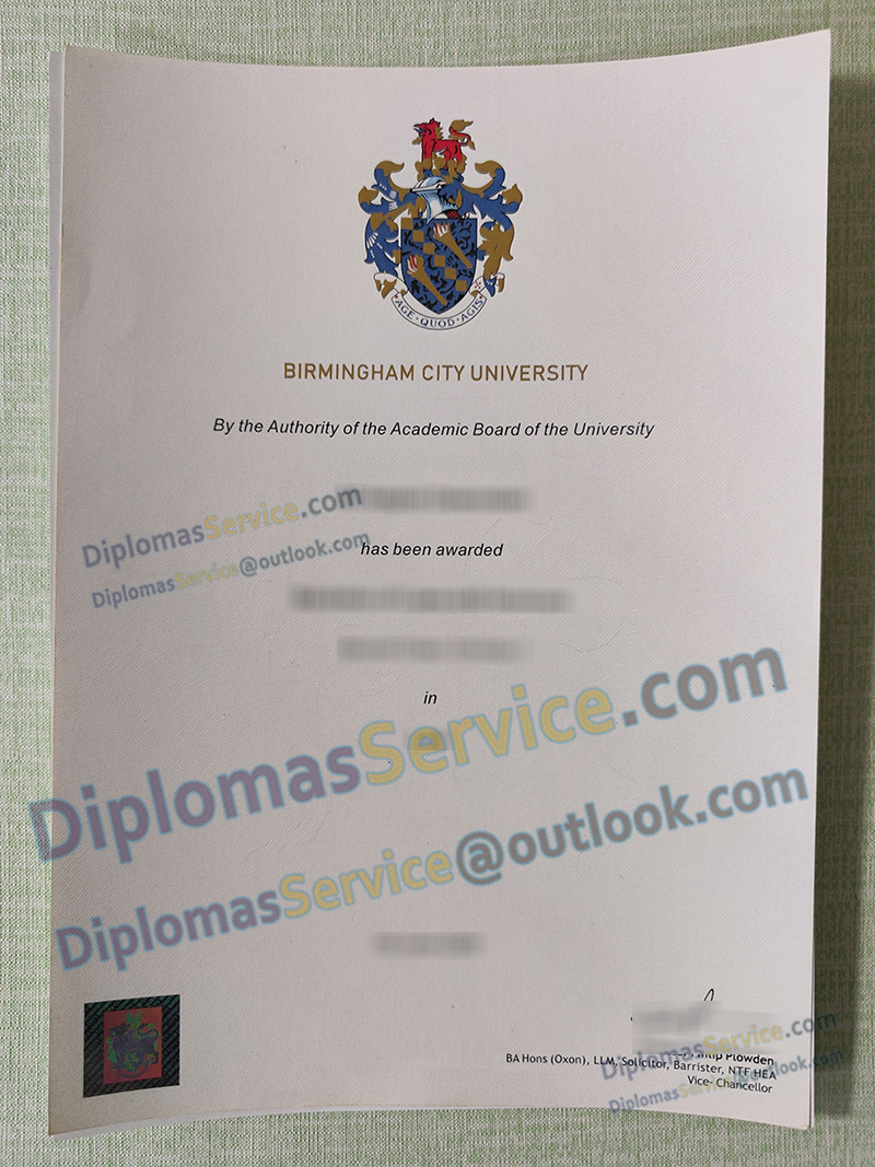 Birmingham City University degree, BCU certificate,