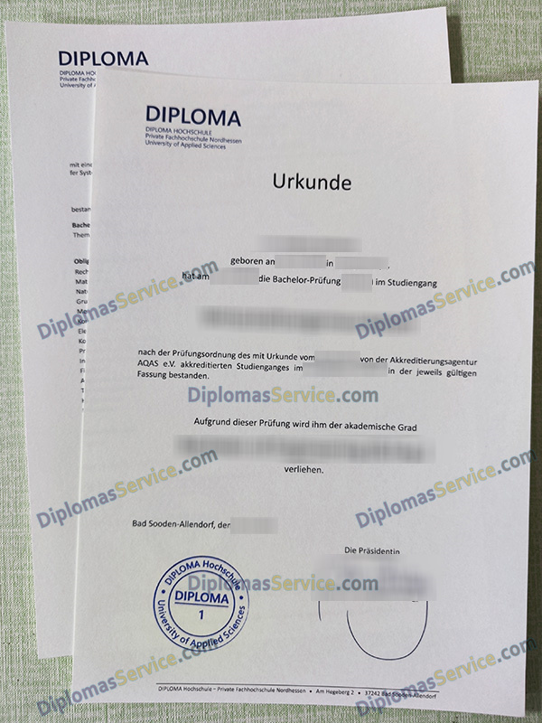 DIPLOMA Hochschule urkunde, DIPLOMA Hochschule degree,