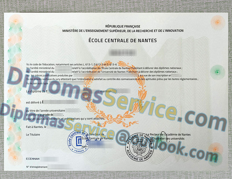 École Centrale de Nantes diplôme, École Centrale de Nantes licence,
