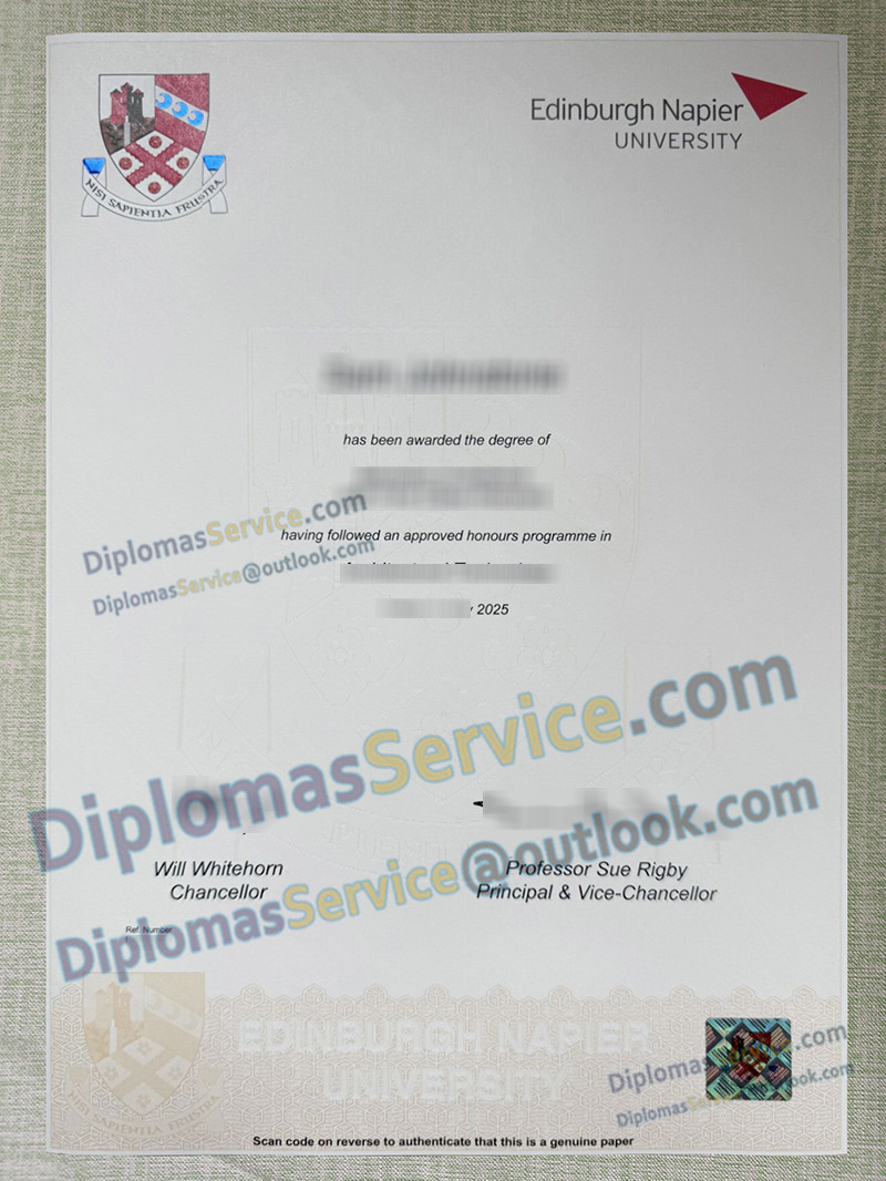 Edinburgh Napier University degree, Edinburgh Napier University certificate,