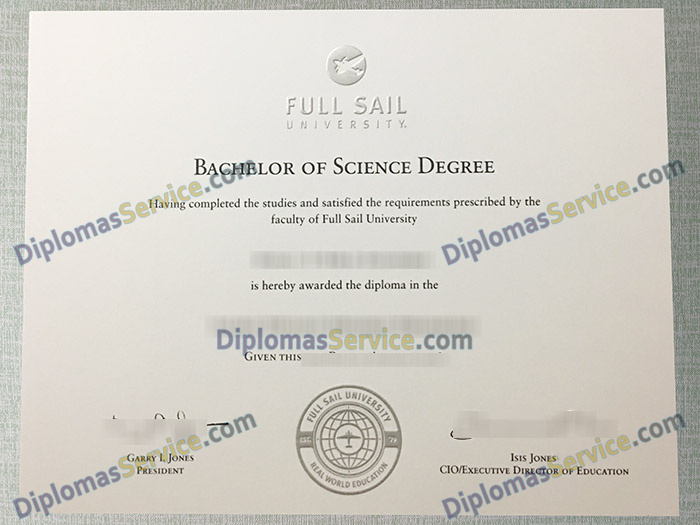 Full Sail University diploma, Full Sail University degree,