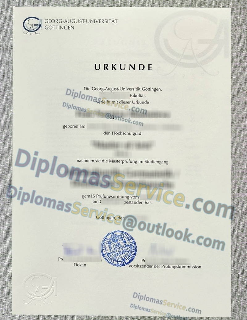 Universität Göttingen urkunde, Georg-August-Universität Göttingen degree,