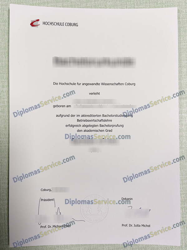 Hochschule Coburg urkunde, Hochschule Coburg degree,