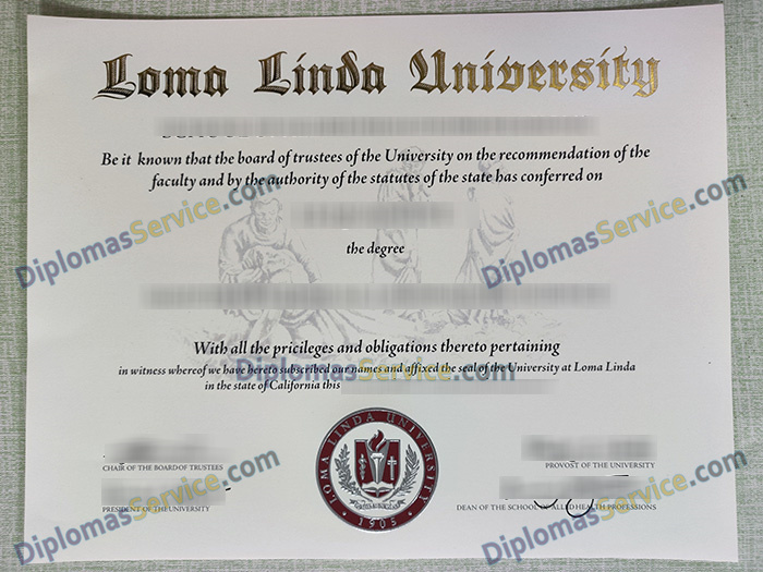 Loma Linda University diploma, Loma Linda University degree,