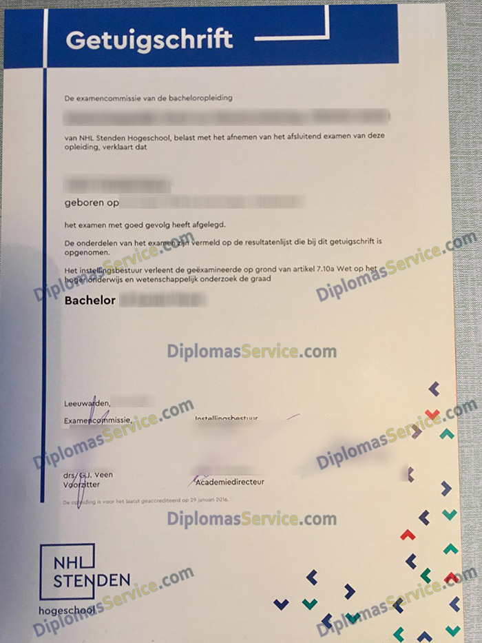 NHL Stenden hogeschool getuigschrift, NHL Stenden hogeschool degree,