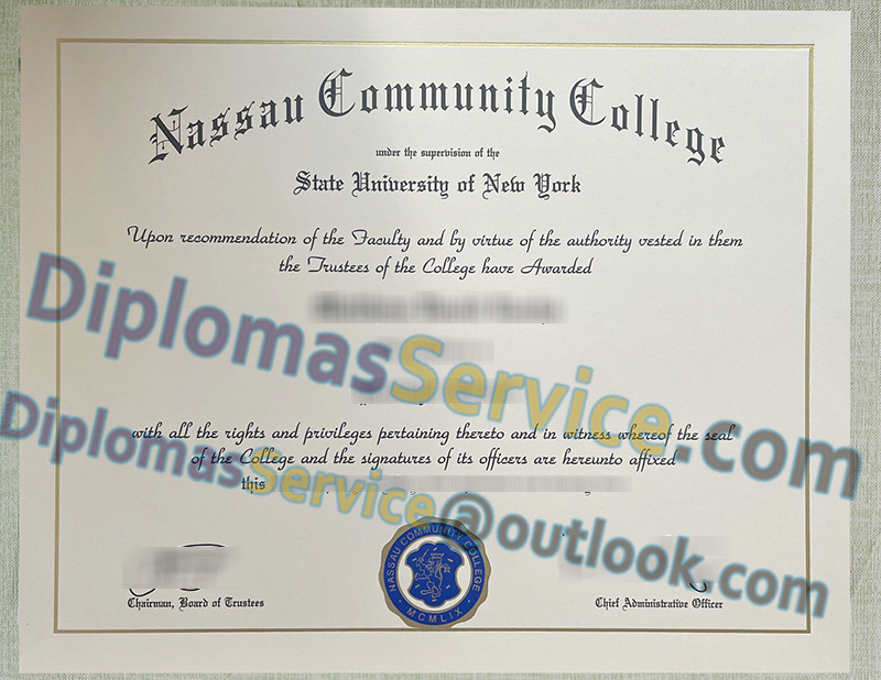 Nassau Community College diploma, Nassau Community College degree,