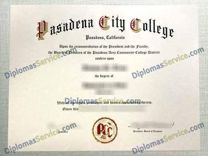 Pasadena City College diploma, Pasadena City College degree,