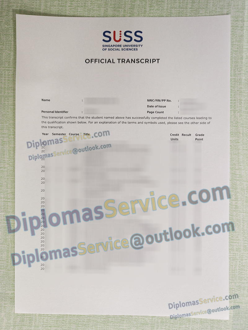 Singapore University of Social Sciences transcript