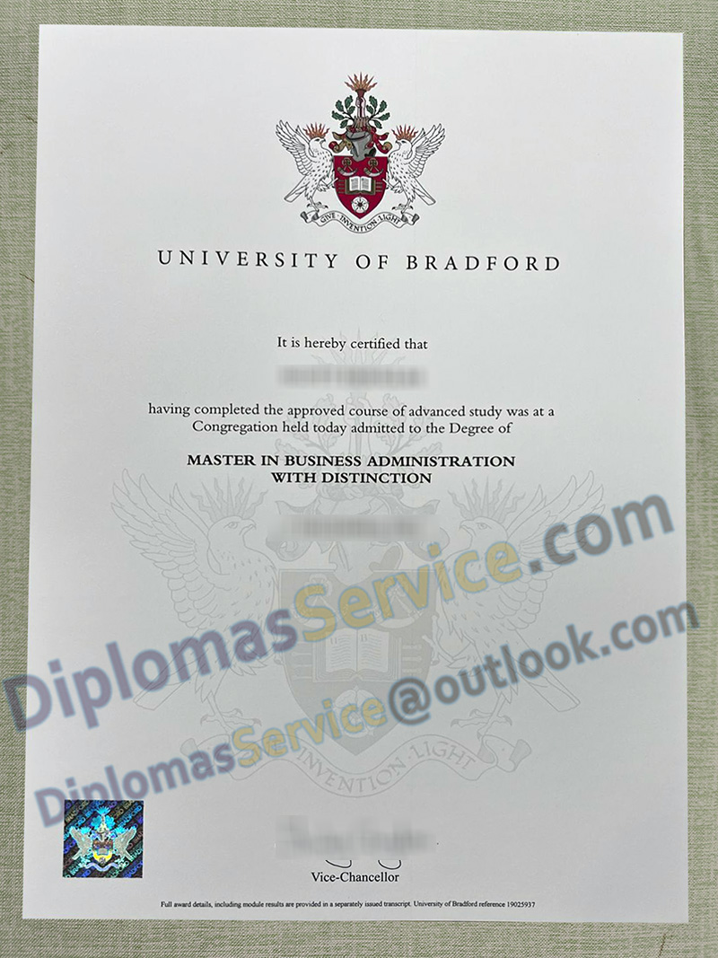 University of Bradford degree, University of Bradford MBA diploma,