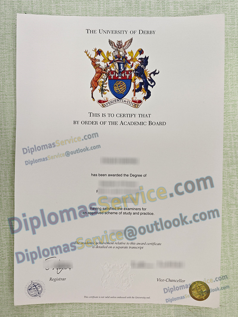 University of Derby degree, University of Derby certificate,