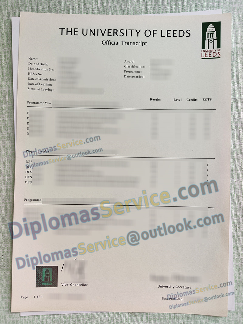 University of Leeds transcript