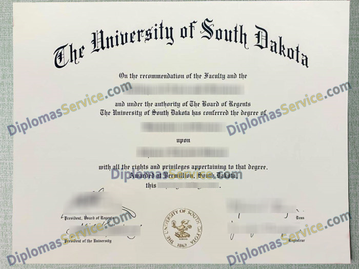 University of South Dakota diploma, University of South Dakota degree,