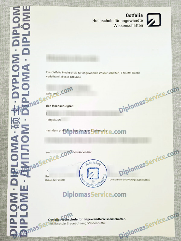 Ostfalia Hochschule urkunde, Ostfalia Hochschule für angewandte Wissenschaften degree,