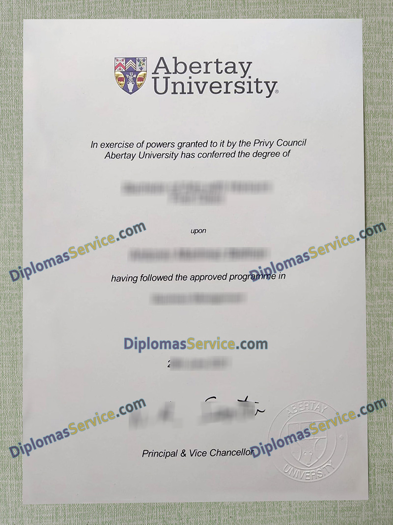Abertay University degree, Abertay University certificate,